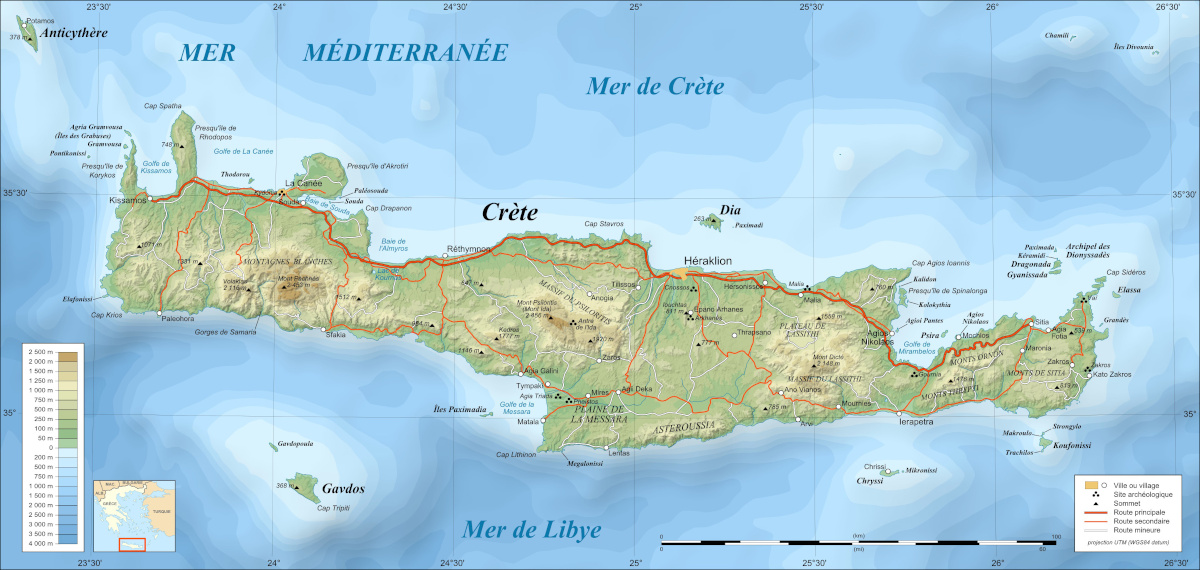 Carte de la crète
