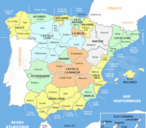 Carte de l'Espagne